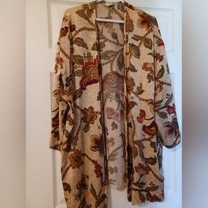 Victoria Secret Womens OSFM Open Front Floral Silk Blend Kimono.